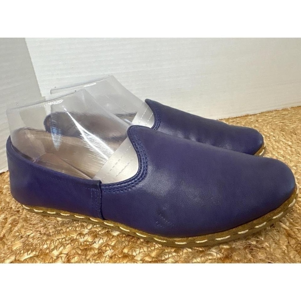 Sabah women 39/8.5 Cobalt Blue Leather Loafers Handmade Turkish Slip On Flats